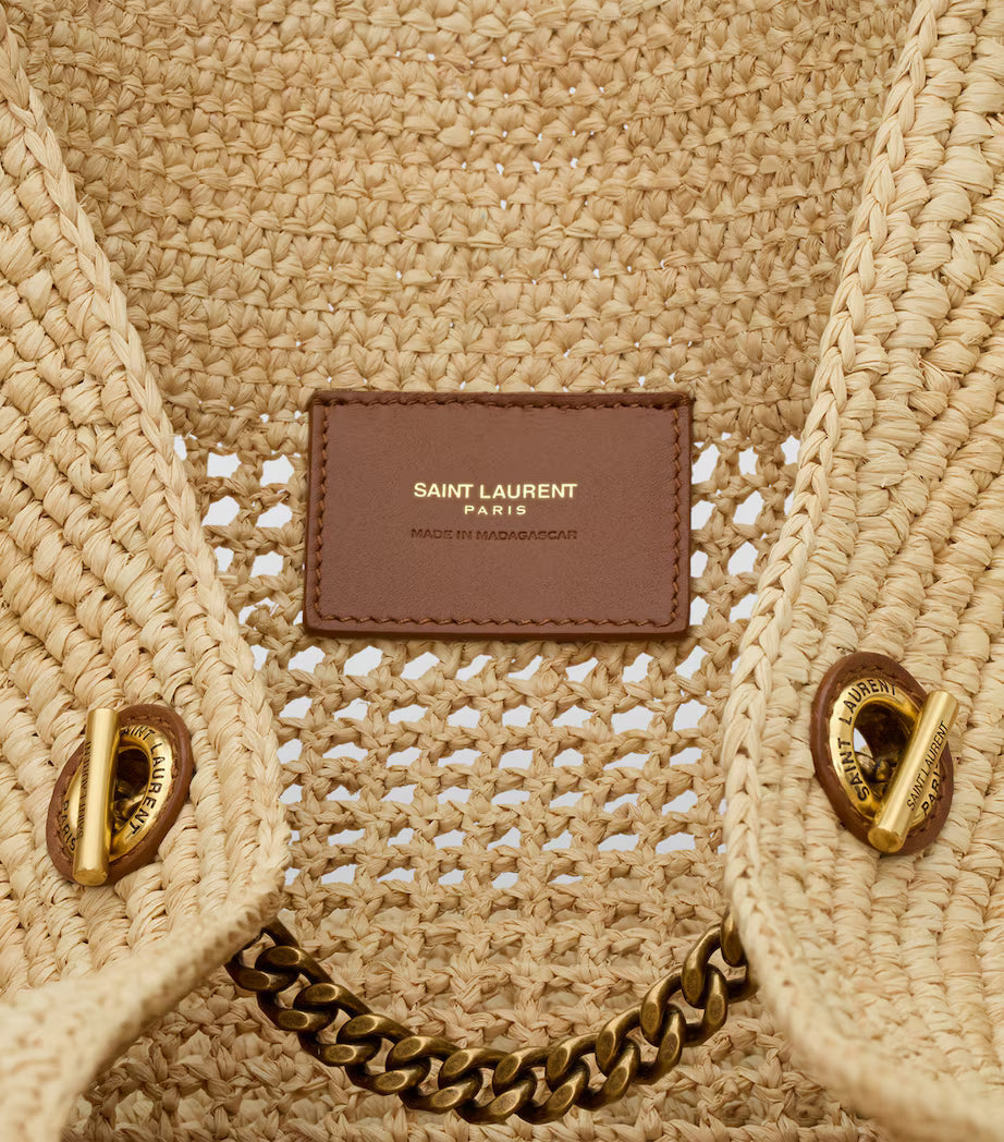 SAINT LAURENT YSL Raffia Icare Tote Bag